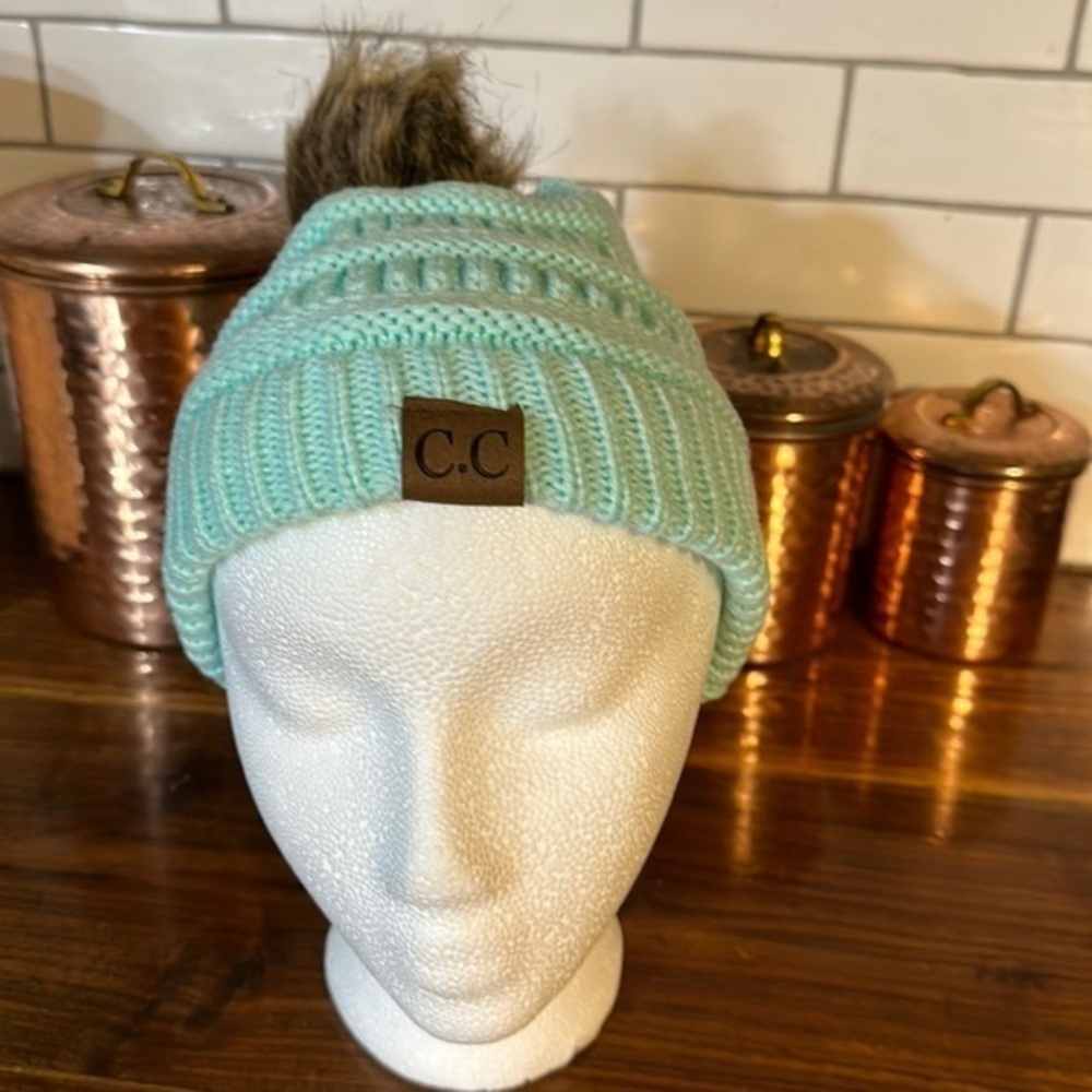 C C branded slouchy hat!! Beanie. New with Pom Pom